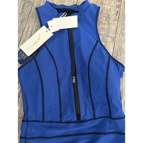 NWT Gottex Women's Blue Sport Fast Track High Neck One Piece Swimsuit Size 8 - Picture 6 of 8